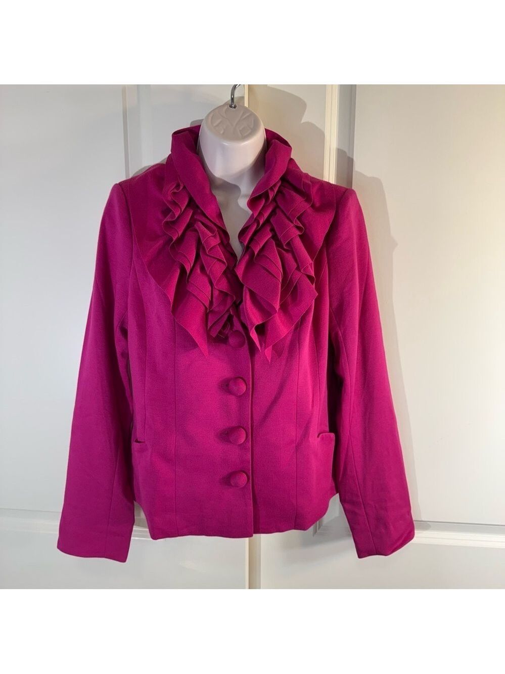 Madison Fuchsia Ruffled Blazer Small